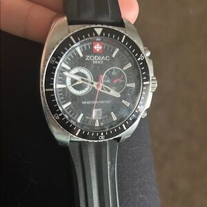 Zodiac Black and Silver Men's Watch